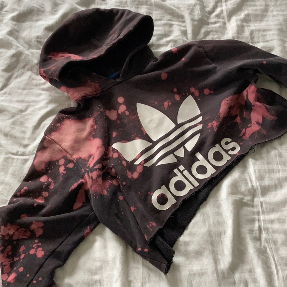 Bleach dyed Adidas crop hoodie